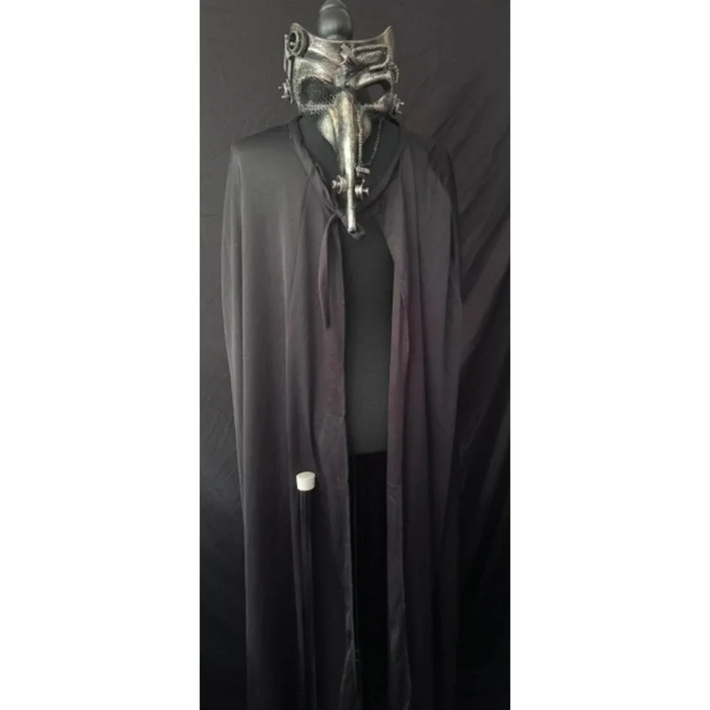 Steampunk Plague Doctor Costume Set Black Cape Mask Staff Gothic Cosplay